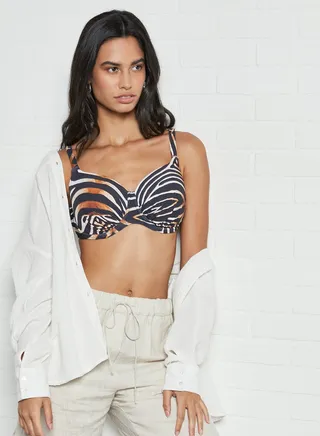 Tiger Print Bikini Top Multicolour 