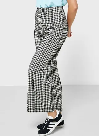 Urban Minx Gingham Printed Wide Leg Pants 