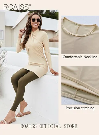 2-Piece Set Women Split Swimsuit Women Long-Sleeved Sun Protection Beach Wear Surf Wear 