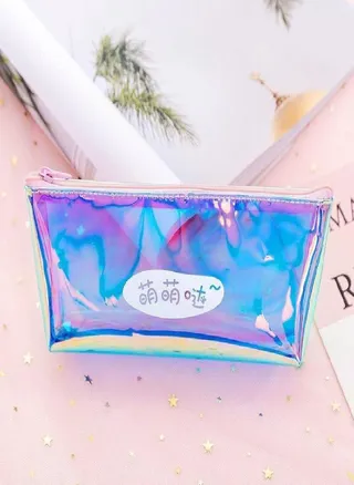 Pencil Case Container Organiser Laser Colorful Transparent Jelly Bag School Student Supply 