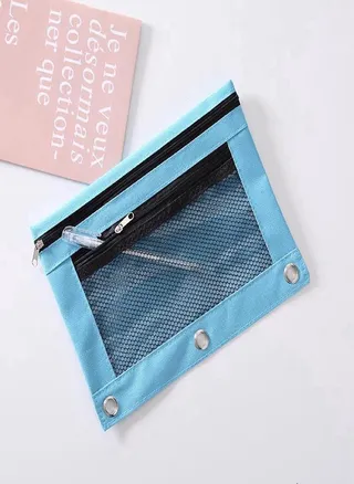 Double Zipper Pencil Bag Transparent Mesh File Bag Zipper Binder Pencil Bag Pencil Bag 