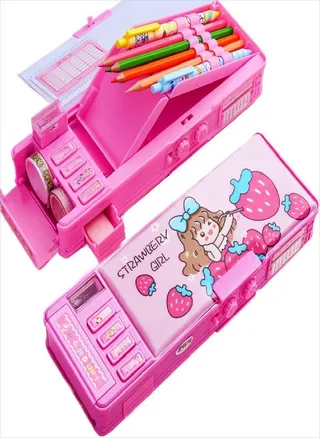 Girl Cute Password Cartoon Combination Lock Plastic Stationery Box Pen Case Pencil Box Pencil Case 