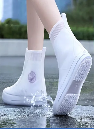 Portable Anti Slip Rain Boot Cover White 
