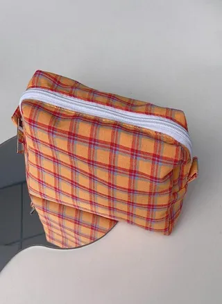 Desktop Storage Bags Student Plaid Korean Style Cosmetics Bag Pen Case Stationery Bag Pencil Pouch 
