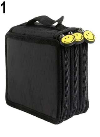 Large Capacity 3 Layer 52 Holes Student Pen Pencil Storage Zipper Case Holder 