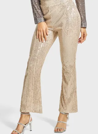 Sequin Flared Pants 