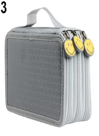 Large Capacity 3 Layer 52 Holes Student Pen Pencil Storage Zipper Case Holder 