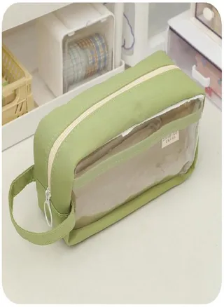 Student Simple Stationery Girls Pencil Case Large Capacity Portable Cosmetic Bag 