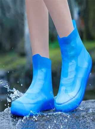 Children's Mid Tube Rain Boots Cover Blue 