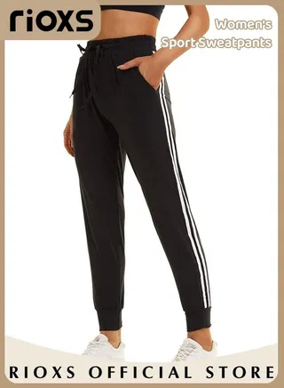 Women's Sport Sweatpants Casual Drawstring Trousers Running Workout Jogging Pants With Pockets 