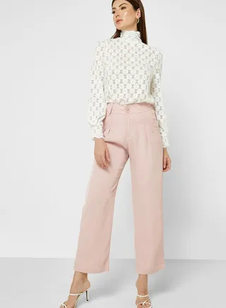 Front Pleat Wide Leg Pants 