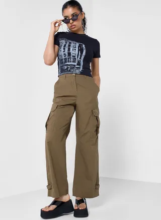 High Waist Pocket Detail Pants 