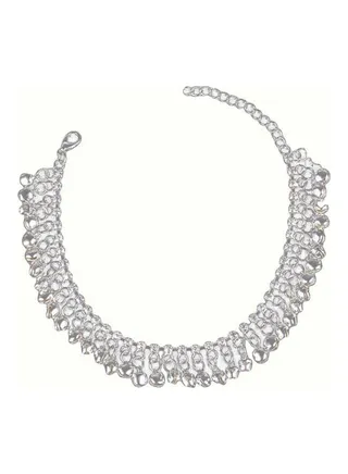 Rhinestone Studded Bell Detail Anklet 