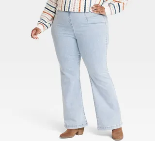 Women's Plus Size Relaxed Fit Pull-On Flare Jeans - Knox Rose™ Light Blue 30