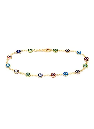 18k Gold Plated Evil Eye Metal Anklet 