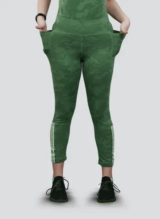 Flush Womens Camouflage Yoga Pants with Pockets High Waisted 4 Ways Stretch Sports Workout Running Yoga Athletic Leggings 