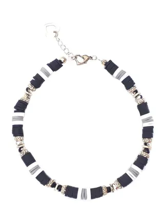 Beaded Anklet With Heart Designed Charm 