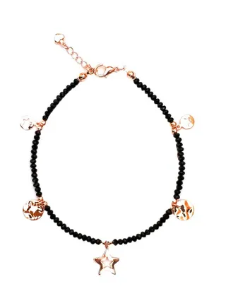 Crystal Anklet With Gold Plated Charms 