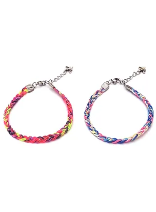Set of 2 Colorful Knitted Short Size String Anklets for Women 