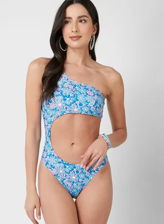 Printed Swimsuit With Cutout Detail 