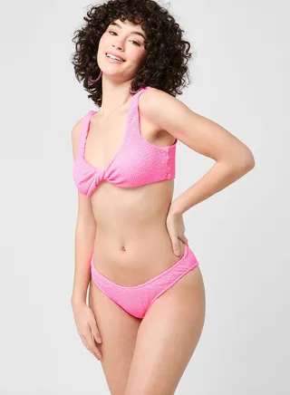 Plunge Neck Bikini Top And Bottom Set 