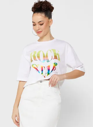 Oversized Graphic Crop T-Shirt 