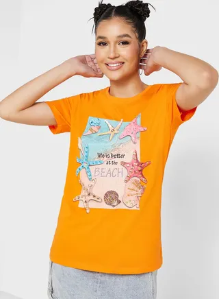 Embellished Graphic Detail T-Shirt