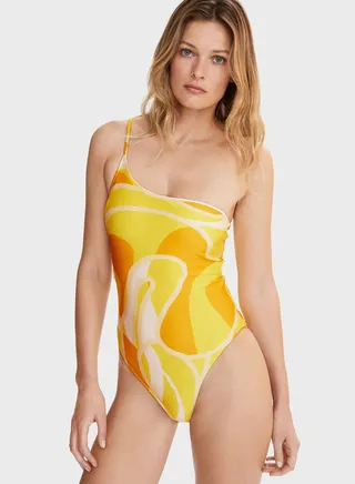 One Shoulder Printed Swimsuit 