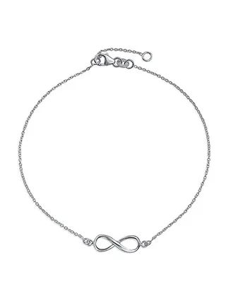 925 Sterling Silver Eight love Knot Charm Anklet Bracelet 