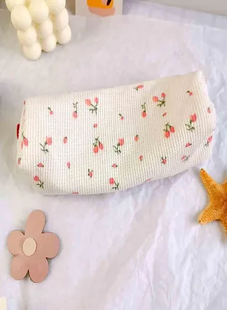 Creative Floral Style Pencil Case Holder Pens Pouch Bag, Portable Stationery Cosmetic Organization Storage Case Bag 