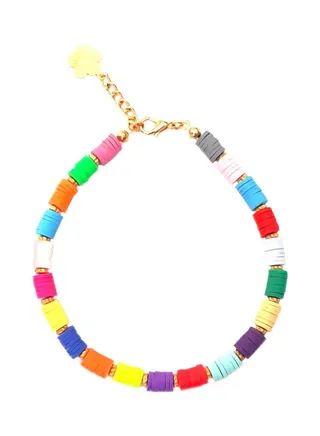 Beaded Anklet With Flower Designed Charm 