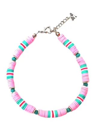 Beaded Anklet With Leaf Designed Charm 