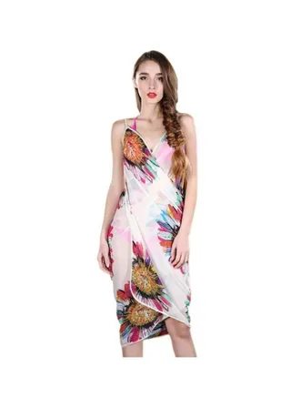 Floral Printed Cover Up Beige/Pink/Yellow 