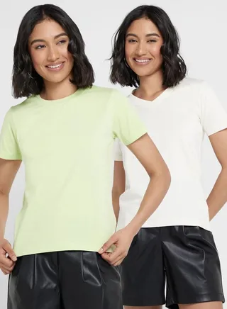 2 Pack V Neck & Round Neck T-Shirt