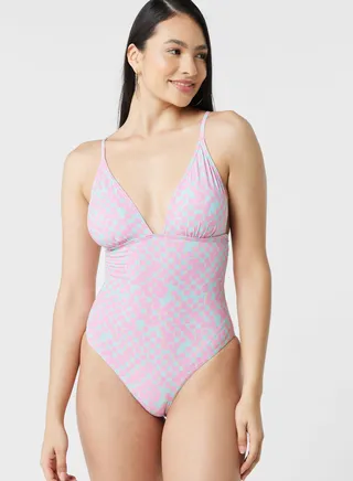 High Leg Printed Swimsuit 