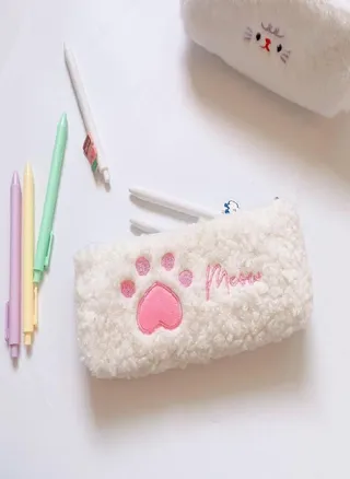 Cute Cartoon Cat Claw School Office Supplies Stationery Storage Tool Cosmetic Bag Cosmetic Pencil Case 