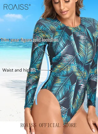 Women Backless One Piece Swimsuit with High Slit Shorts One Piece Beachwear Women Long Sleeved Sun Protection Surfing Wetsuit 
