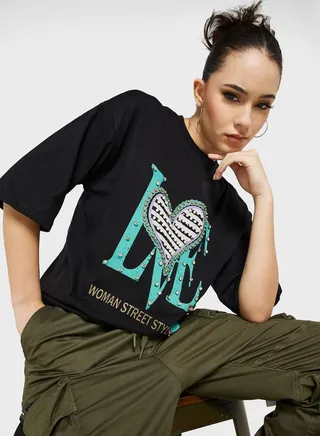 Embellished Graphic Detail T-Shirt