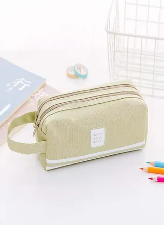 Children Stationery Bag Portable Canvas Pencil Case School Supplies Storage Bag Double-layer Pencil Case  Student Pencil Case  Cute Pencil Case 