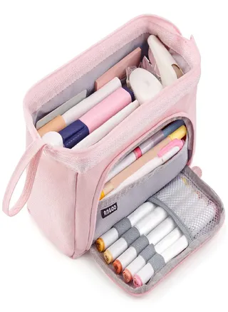 Large-capacity Double-layer Canvas Pencil Case Multi-functional Portable Pencil Case  Student Pencil Case 