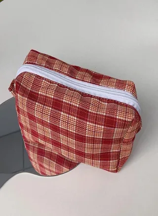 Desktop Storage Bags Student Plaid Korean Style Cosmetics Bag Pen Case Stationery Bag Pencil Pouch 