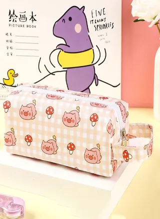 Bag Plaid Pattern Students School Supplies Canvas Pencil Case Pen Case Pencil Bag Pencil Pouch 