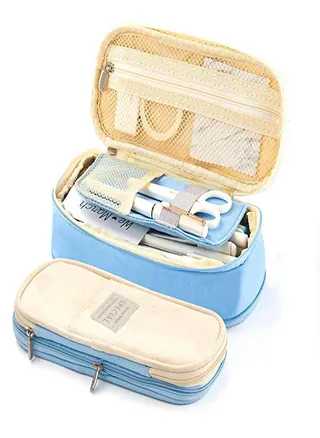 Sagit Canvas Large Capacity Pencil Case Multifunctional Zipper School Portable 