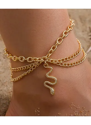 Snake Anklet Bracelet Extension Chain Dainty Alloy Foot Jewelry for Women Girls 