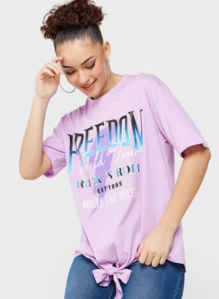 Oversized Graphic Tie Knot T-Shirt 