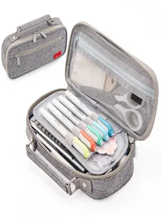 Sagit Large Capacity Pencil Bag Solid Color Stationery Bag Student Pencil Box 