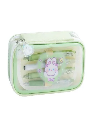 Cute Cartoon Bear Large Capacity Pencil Case Transparent Multi Layered Pencil Bag Stationery Storage Bag Box School Supplies 