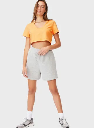 Notch Neck Crop T-Shirt 