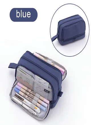 Sagit Large Capacity Pencil Bag Solid Color Stationery Bag Student Pencil Box 