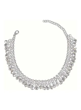 Rhinestone Studded Bell Detail Anklet 